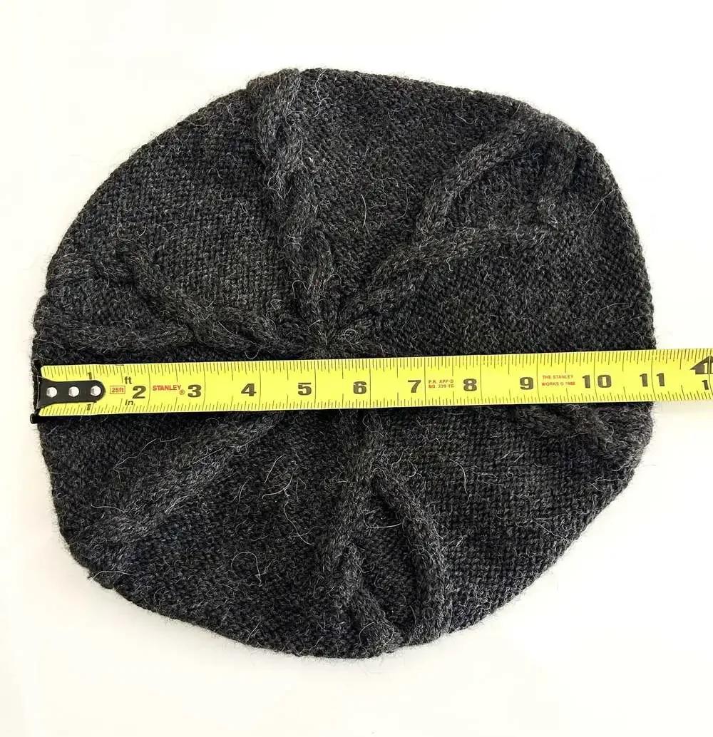 Alpaca‎ International 100% Baby Alpaca Gray Cable Knit Beret